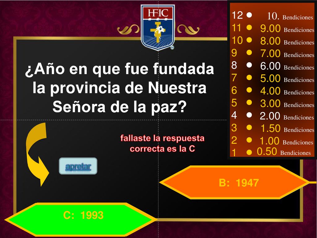 ¿Año en que fue fundada la provincia de Nuestra Señora de la paz