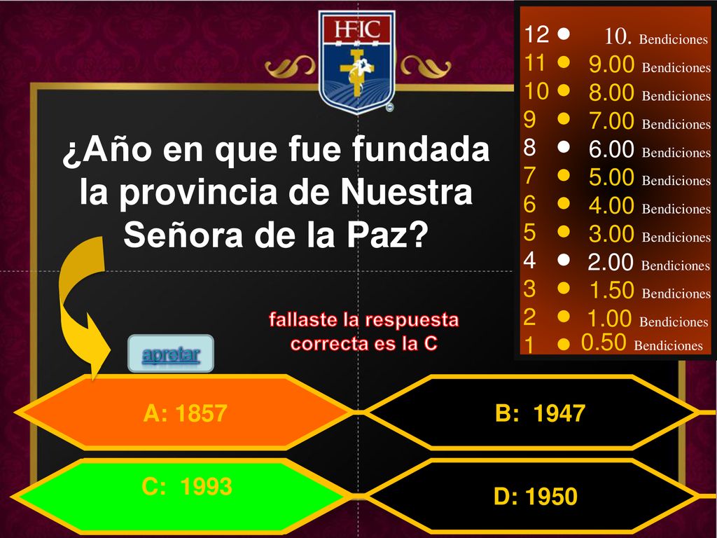 ¿Año en que fue fundada la provincia de Nuestra Señora de la Paz