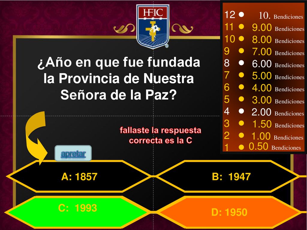 ¿Año en que fue fundada la Provincia de Nuestra Señora de la Paz