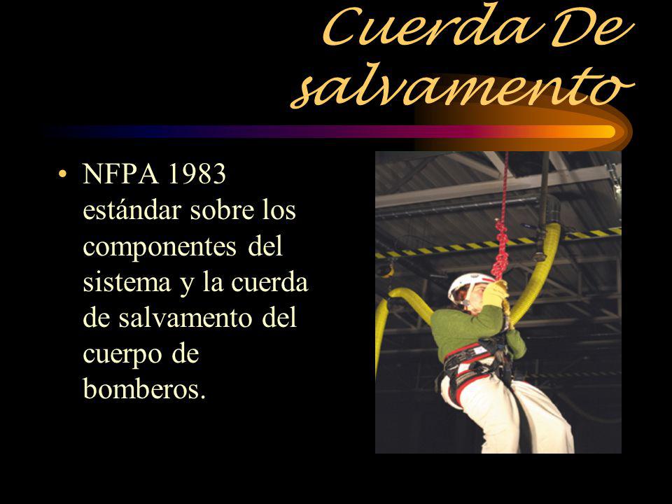 Cuerda De salvamento NFPA 1983 estándar sobre los componentes del sistema y la cuerda de salvamento del cuerpo de bomberos.