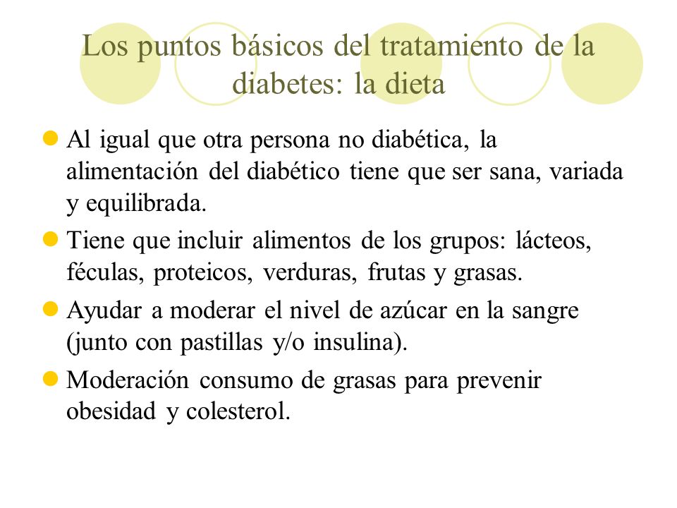 Los puntos básicos del tratamiento de la diabetes: la dieta
