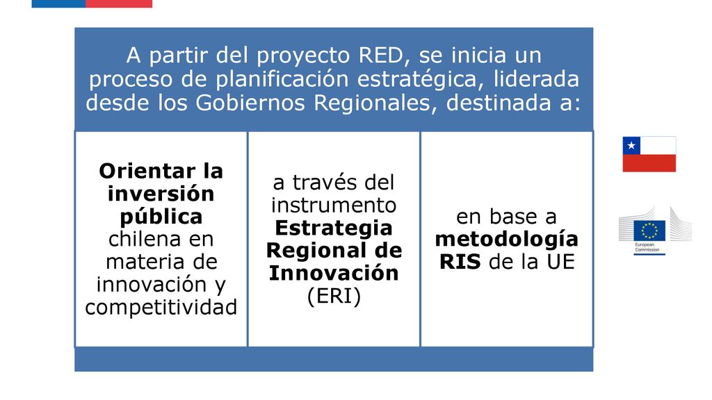 A partir del proyecto RED, se inicia un proceso de planificación estratégica, liderada desde los Gobiernos Regionales, destinada a: