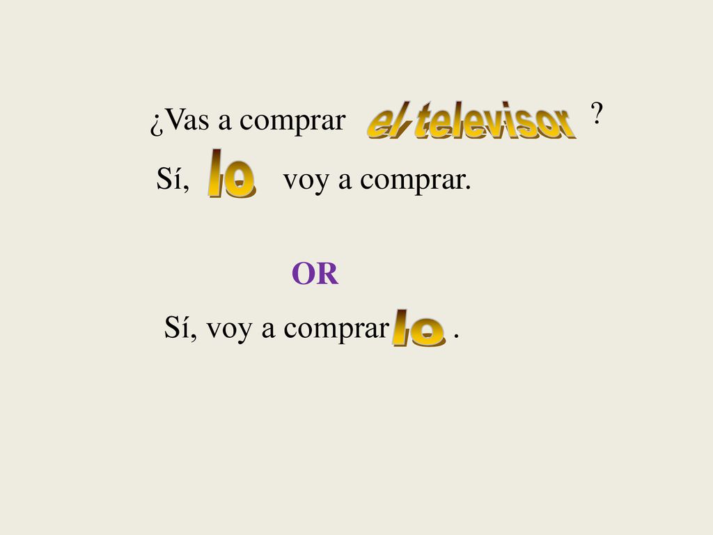 el televisor lo lo ¿Vas a comprar Sí, voy a comprar. OR