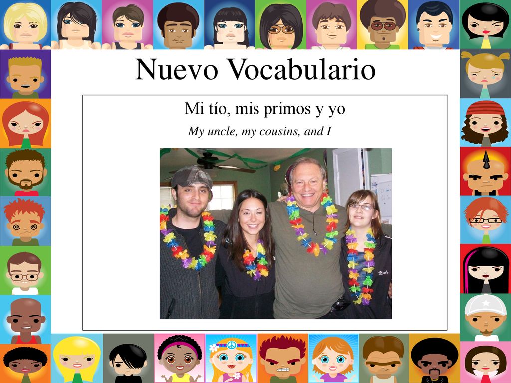 Nuevo Vocabulario Mi tío, mis primos y yo My uncle, my cousins, and I