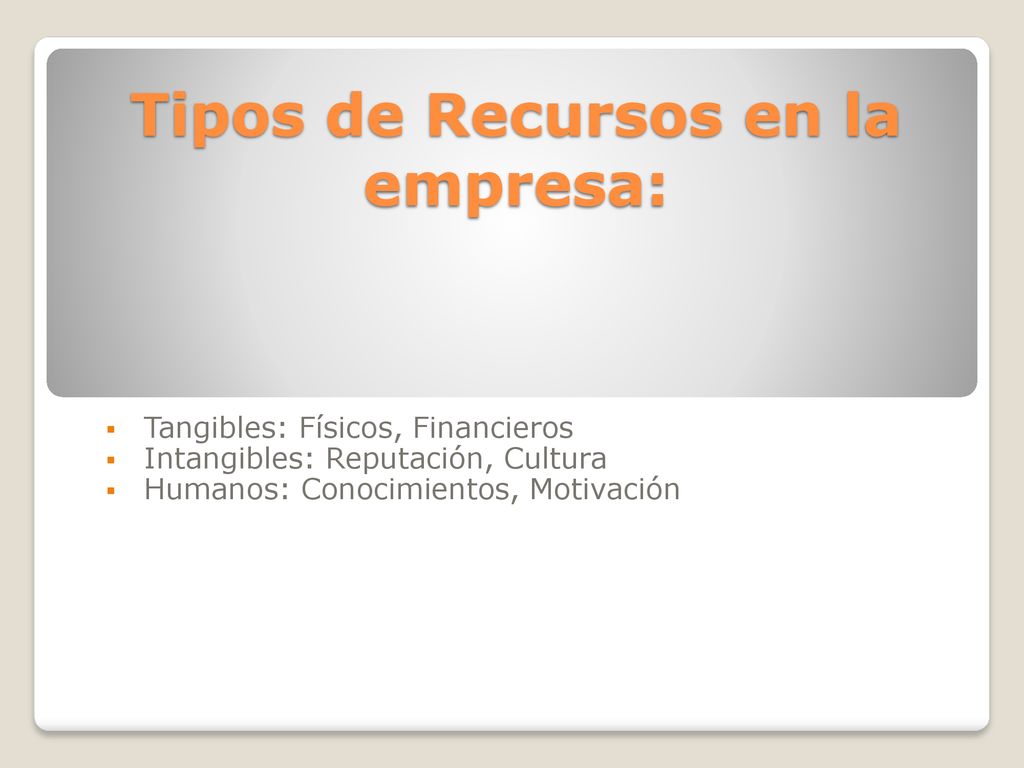 Tipos de Recursos en la empresa: