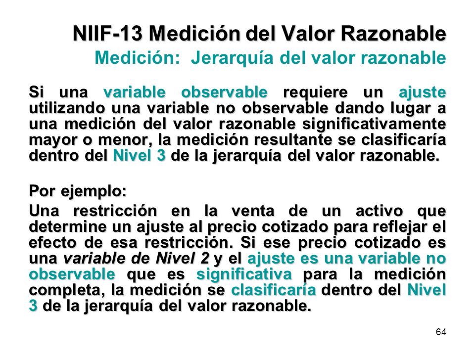NIIF-13 Medición del Valor Razonable Medición: Jerarquía del valor razonable