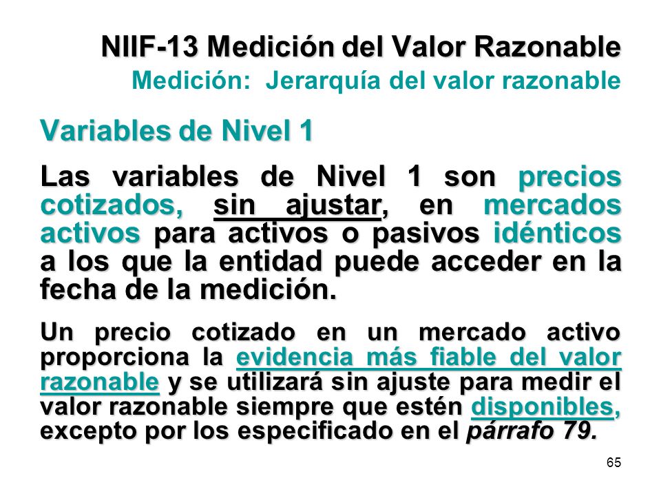 NIIF-13 Medición del Valor Razonable Medición: Jerarquía del valor razonable