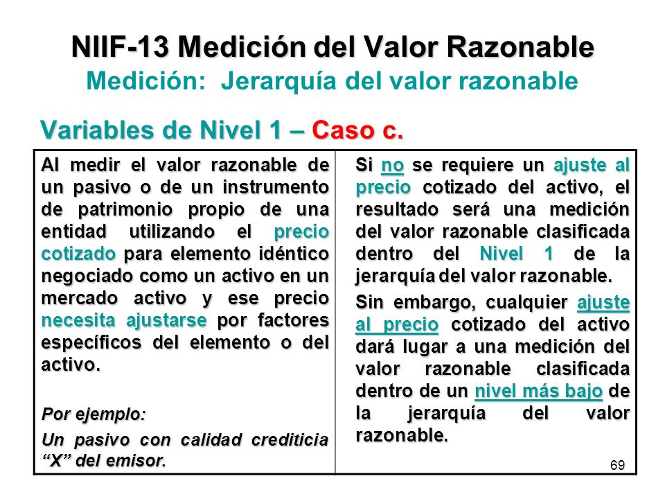 NIIF-13 Medición del Valor Razonable Medición: Jerarquía del valor razonable