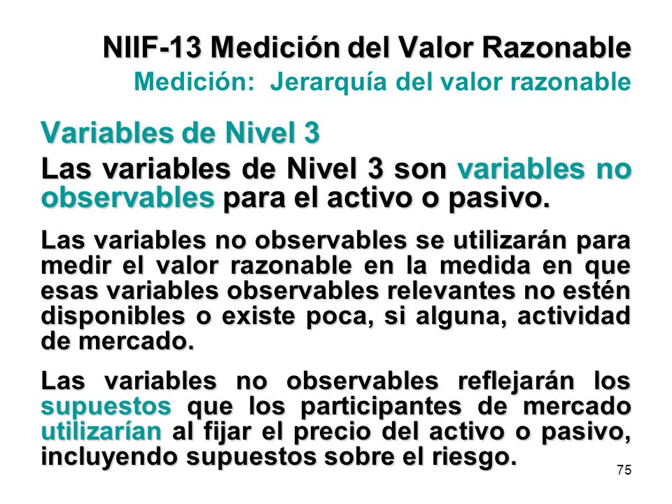 NIIF-13 Medición del Valor Razonable Medición: Jerarquía del valor razonable