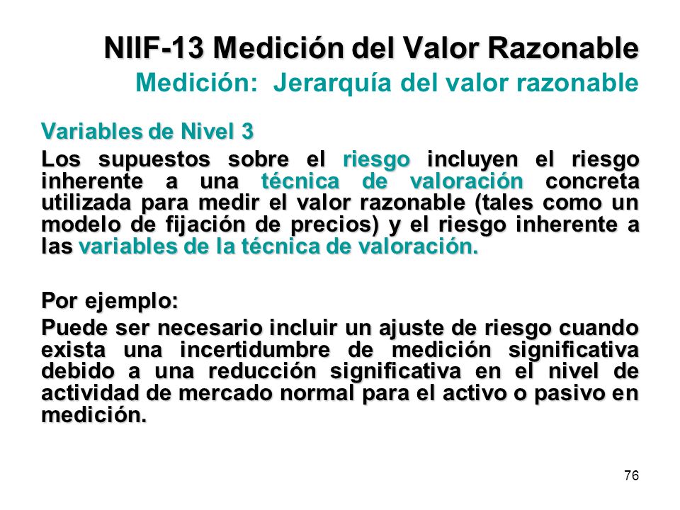 NIIF-13 Medición del Valor Razonable Medición: Jerarquía del valor razonable