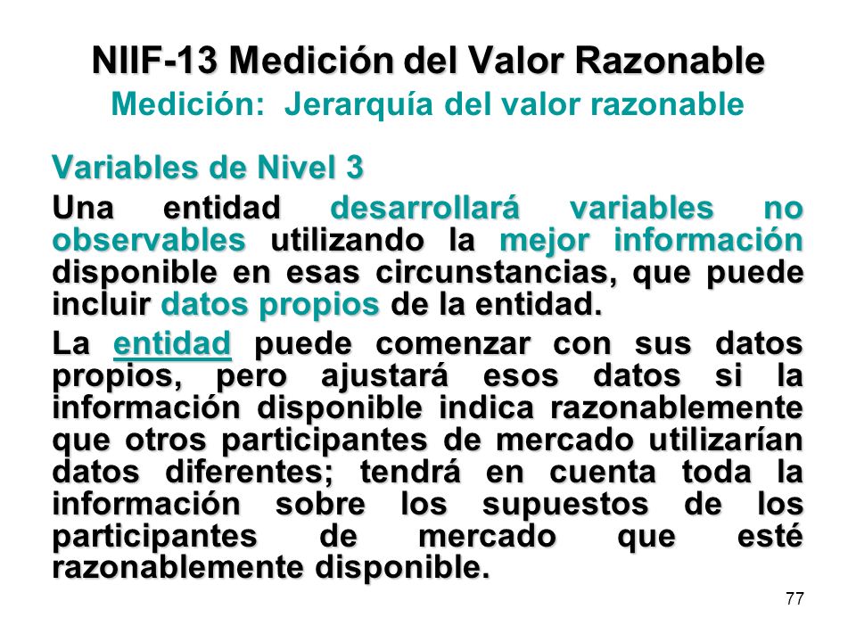 NIIF-13 Medición del Valor Razonable Medición: Jerarquía del valor razonable