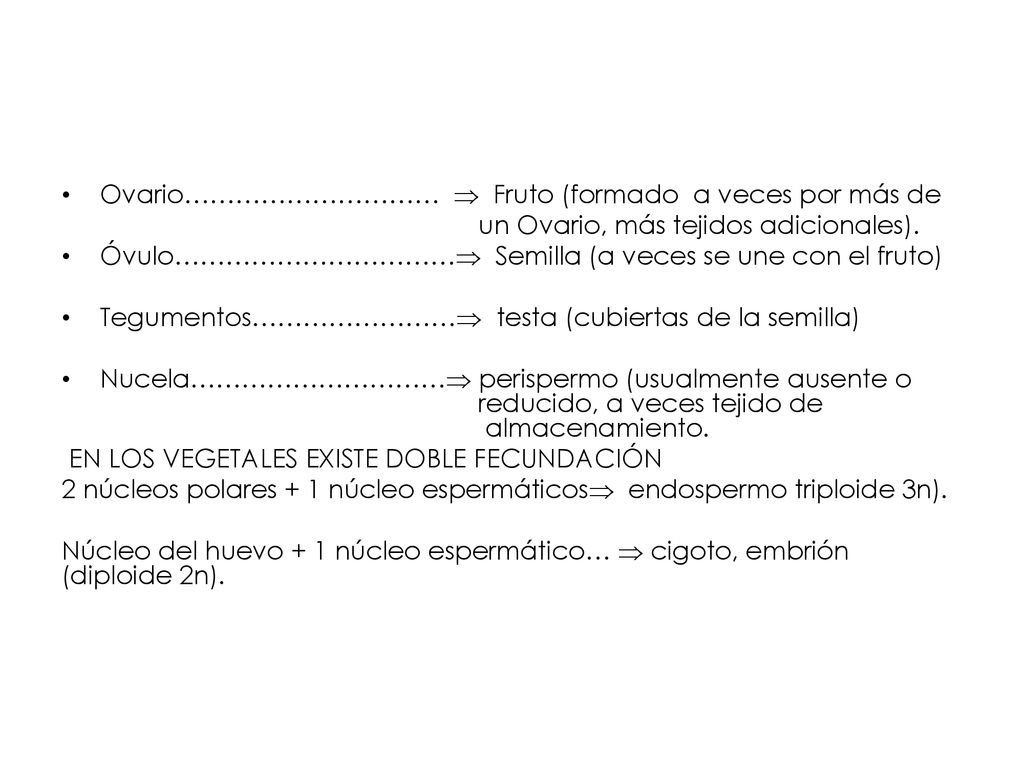 Ovario…………………………  Fruto (formado a veces por más de
