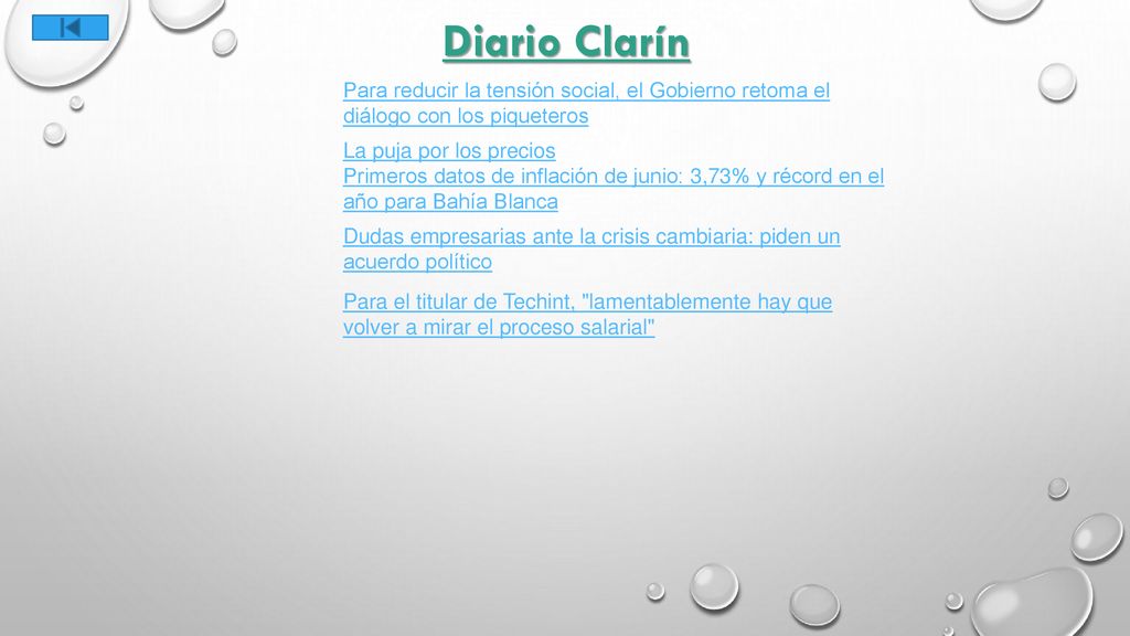 Diario Clarín Para reducir la tensión social, el Gobierno retoma el diálogo con los piqueteros. La puja por los precios.