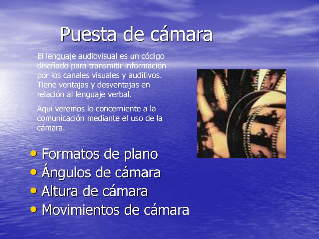 Puesta de cámara Formatos de plano Ángulos de cámara Altura de cámara