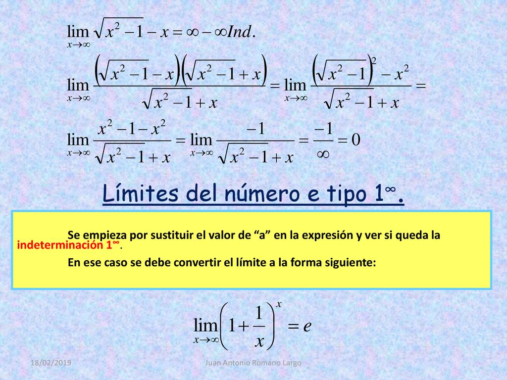 Límites del número e tipo 1∞.