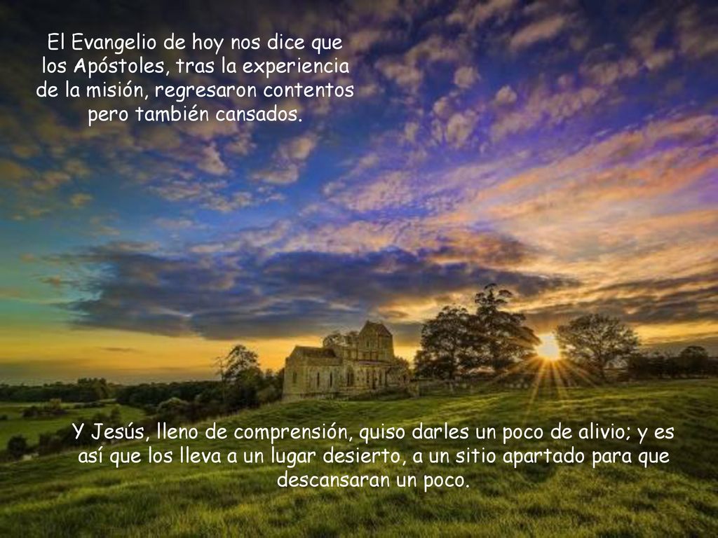 El Evangelio de hoy nos dice que los Apóstoles, tras la experiencia de la misión, regresaron contentos pero también cansados.