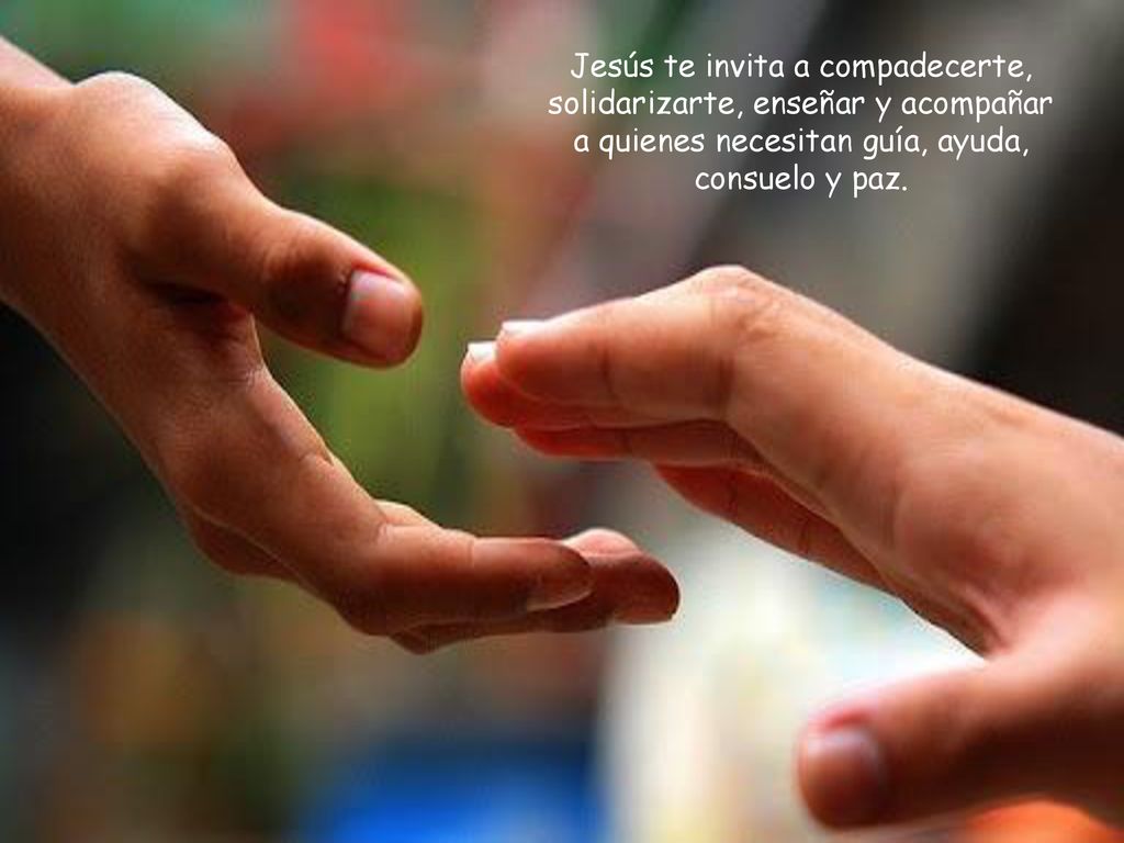 Jesús te invita a compadecerte, solidarizarte, enseñar y acompañar a quienes necesitan guía, ayuda, consuelo y paz.