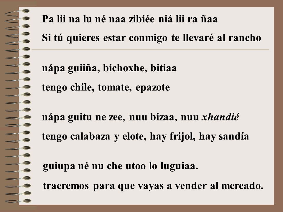 Pa lii na lu né naa zibiée niá lii ra ñaa