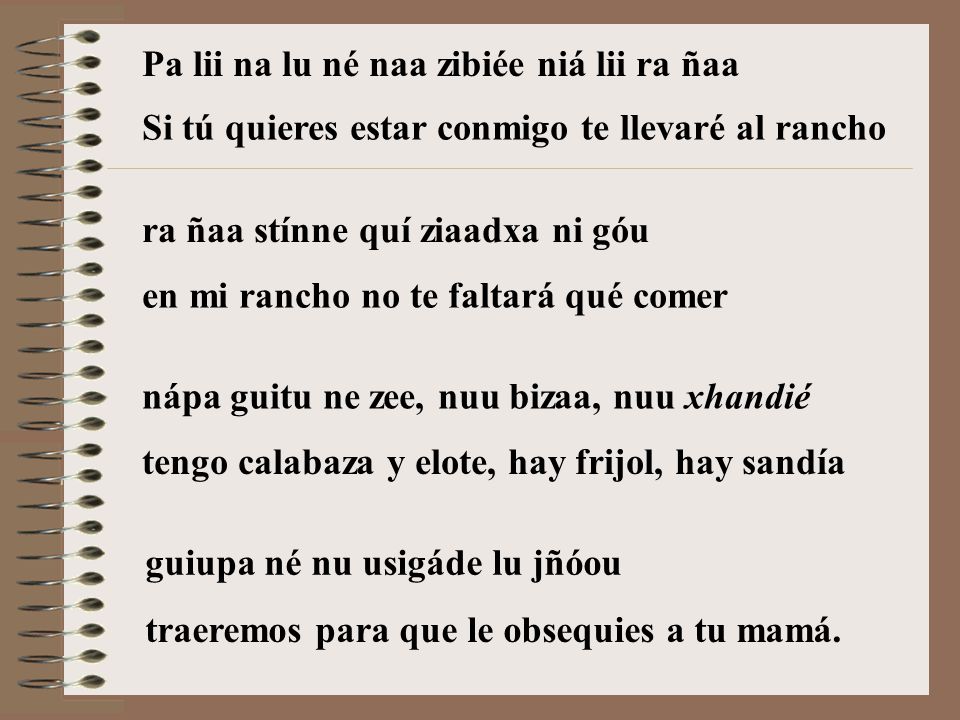 Pa lii na lu né naa zibiée niá lii ra ñaa