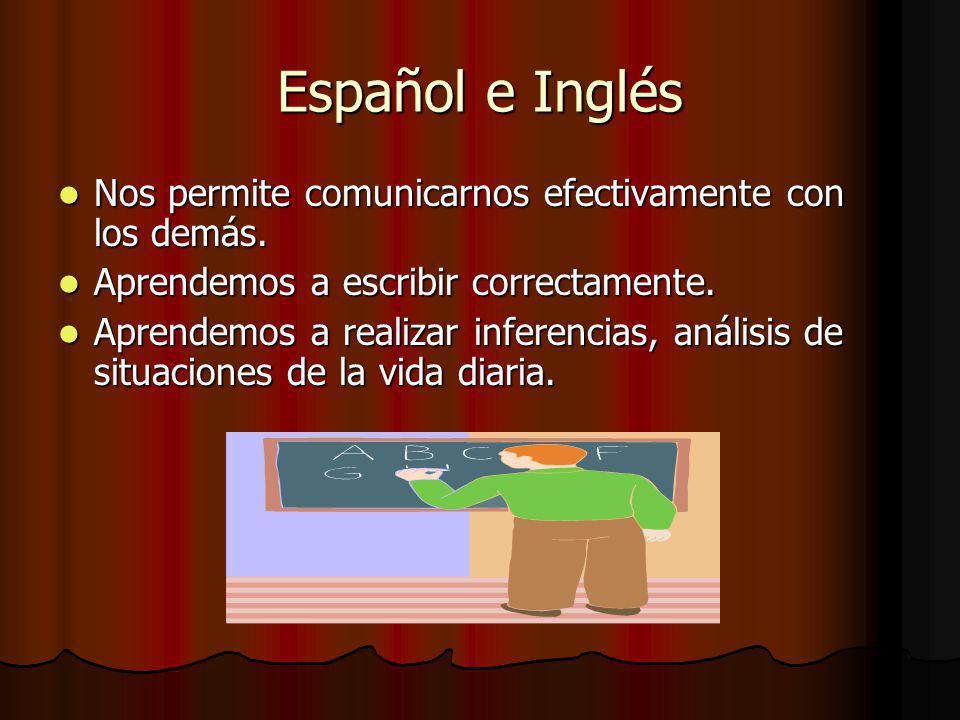 Español e Inglés Nos permite comunicarnos efectivamente con los demás.