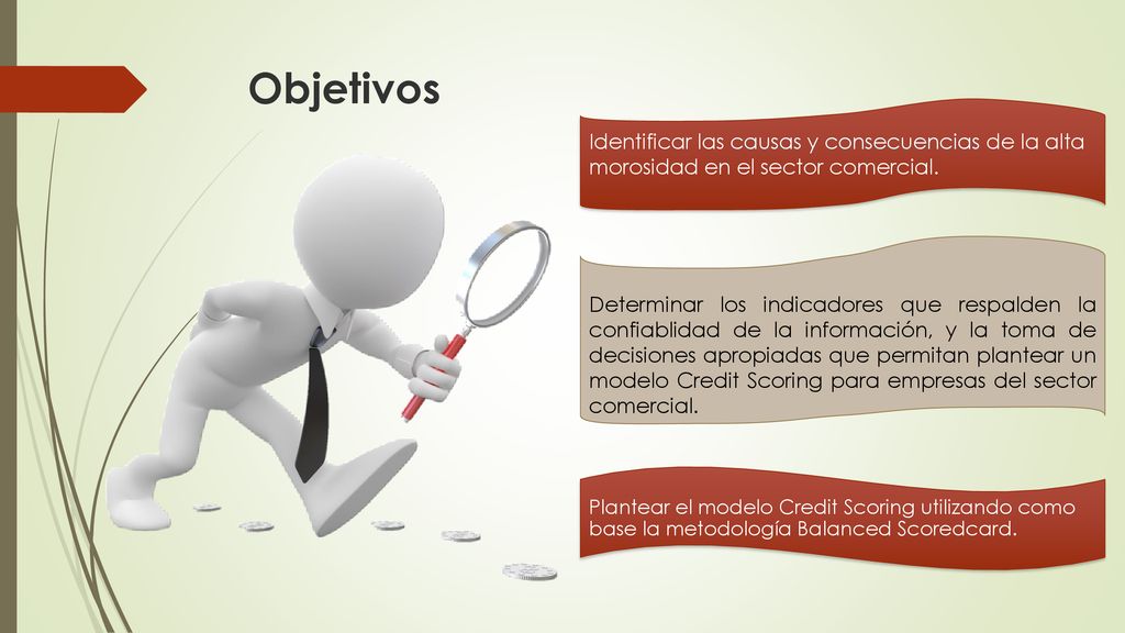 Objetivos Identificar las causas y consecuencias de la alta morosidad en el sector comercial.