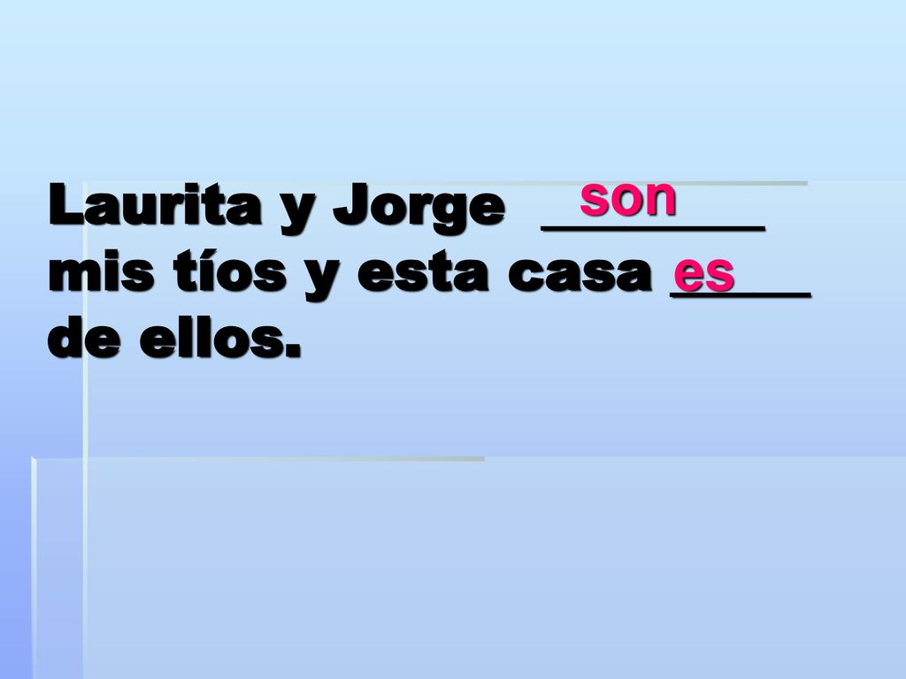 Laurita y Jorge ________ mis tíos y esta casa _____ de ellos.
