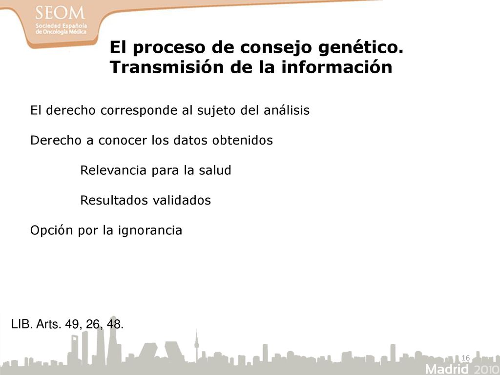El proceso de consejo genético. Transmisión de la información
