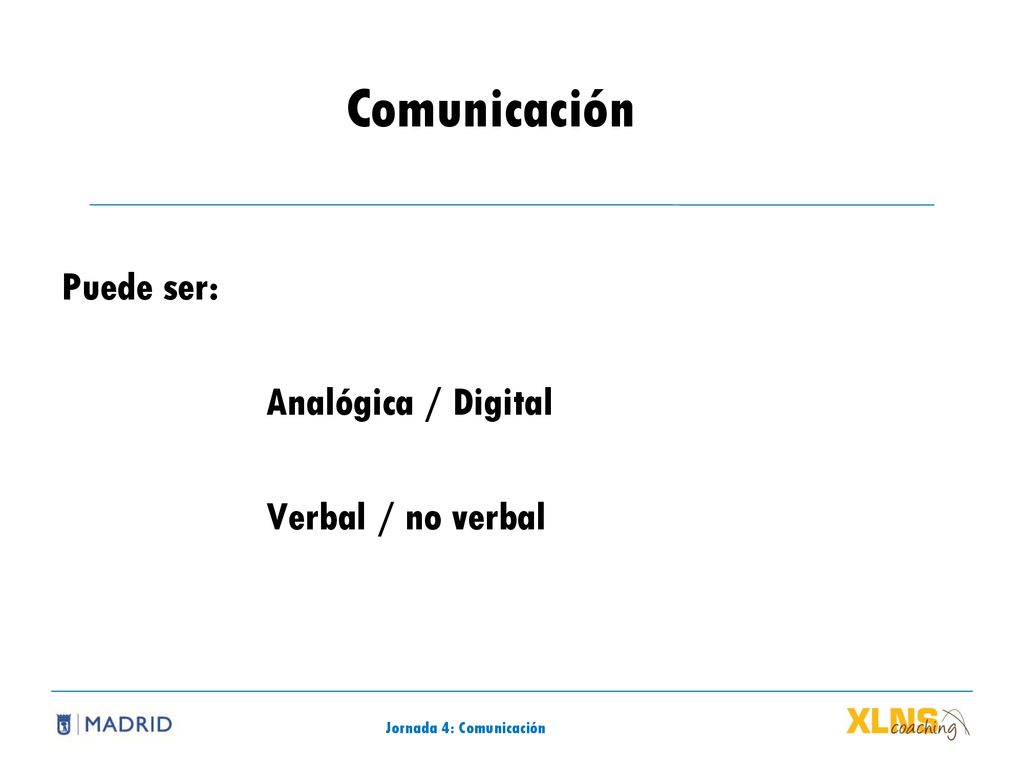 Comunicación Puede ser: Analógica / Digital Verbal / no verbal