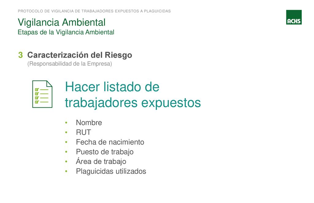 Hacer listado de trabajadores expuestos