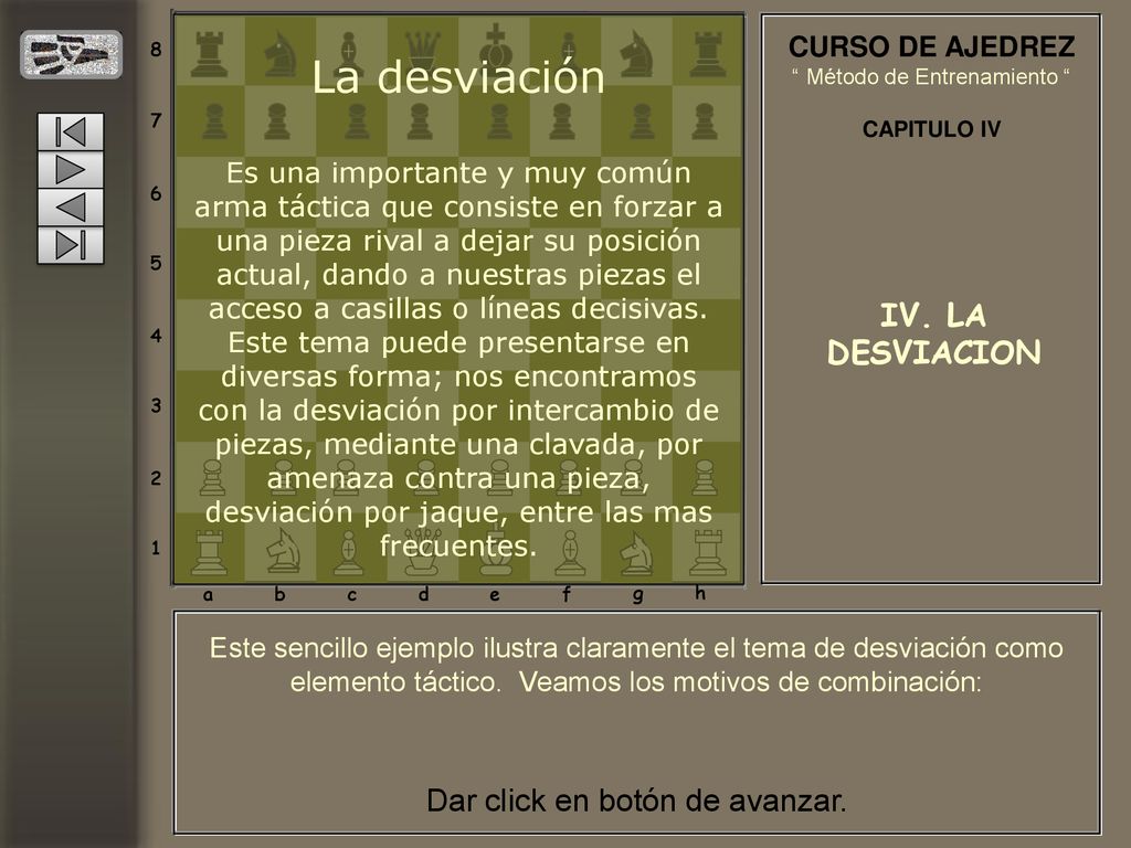 La desviación IV. LA DESVIACION Dar click en botón de avanzar.