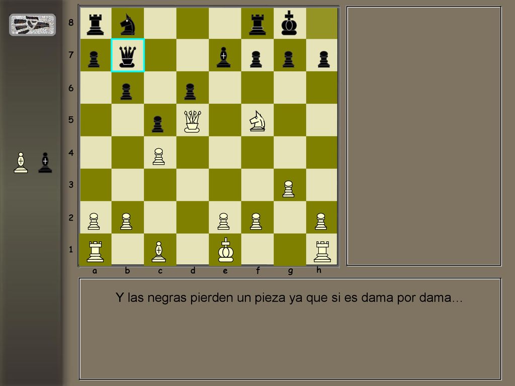 Y las negras pierden un pieza ya que si es dama por dama…