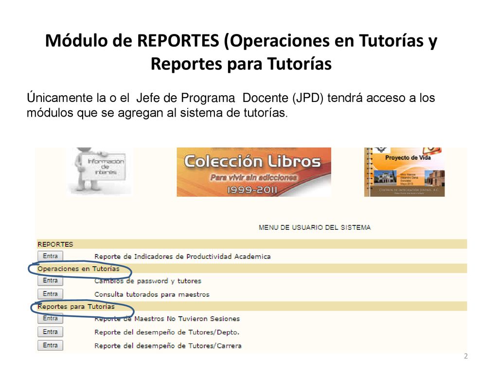 Módulo de REPORTES (Operaciones en Tutorías y Reportes para Tutorías