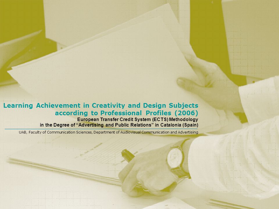 Learning Achievement in Creativity and Design Subjects according to Professional Profiles (2006)