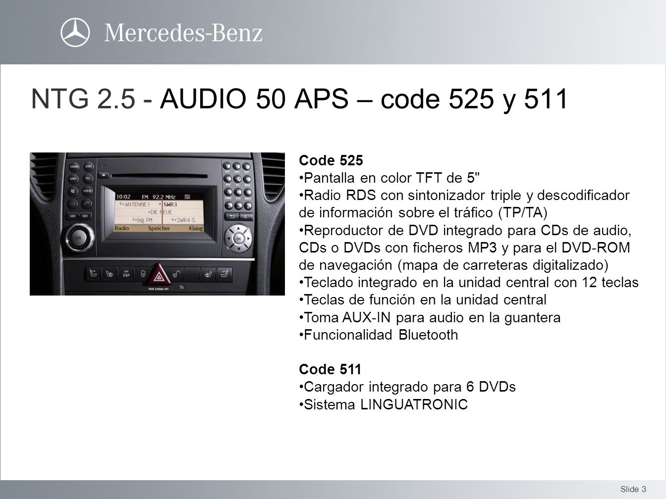 NTG AUDIO 50 APS – code 525 y 511 Code 525