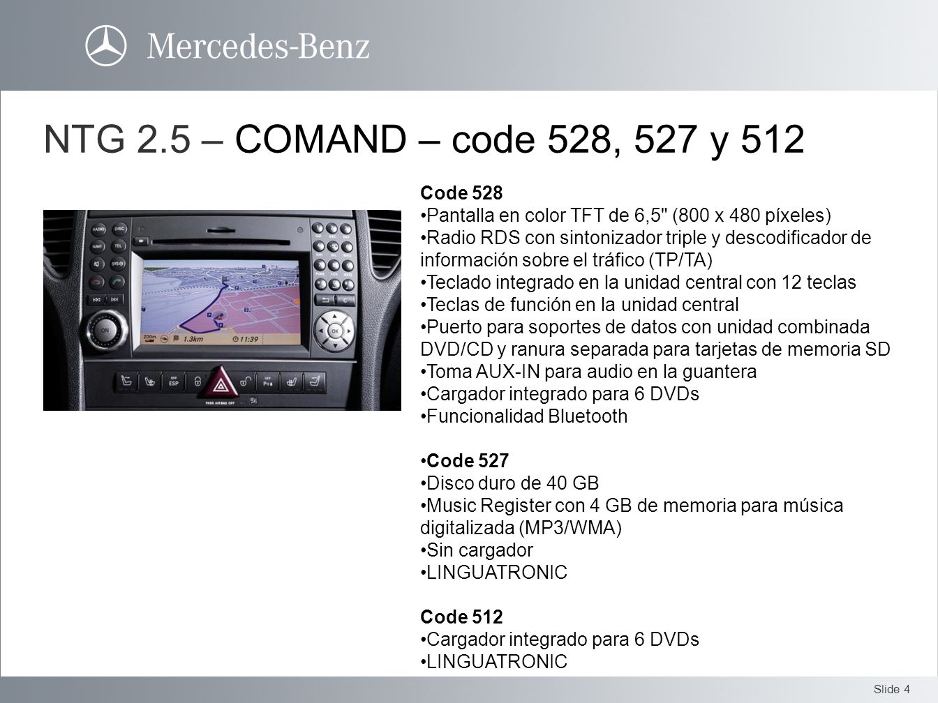 NTG 2.5 – COMAND – code 528, 527 y 512 Code 528