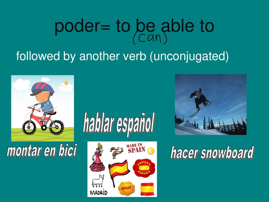 poder= to be able to followed by another verb (unconjugated)