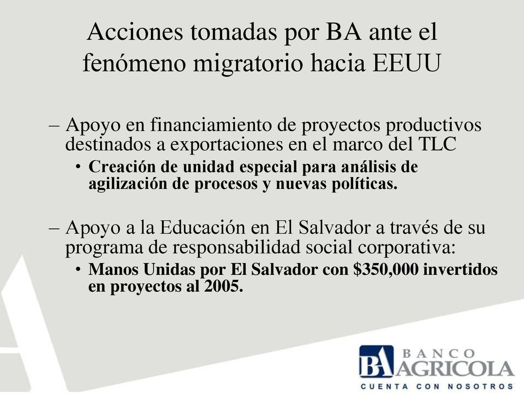 Acciones tomadas por BA ante el fenómeno migratorio hacia EEUU