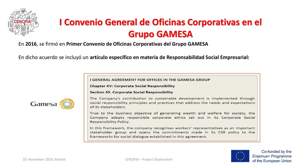 I Convenio General de Oficinas Corporativas en el Grupo GAMESA