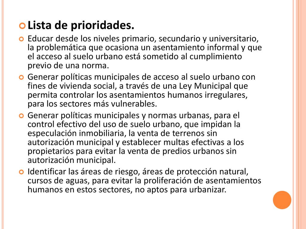 Lista de prioridades.