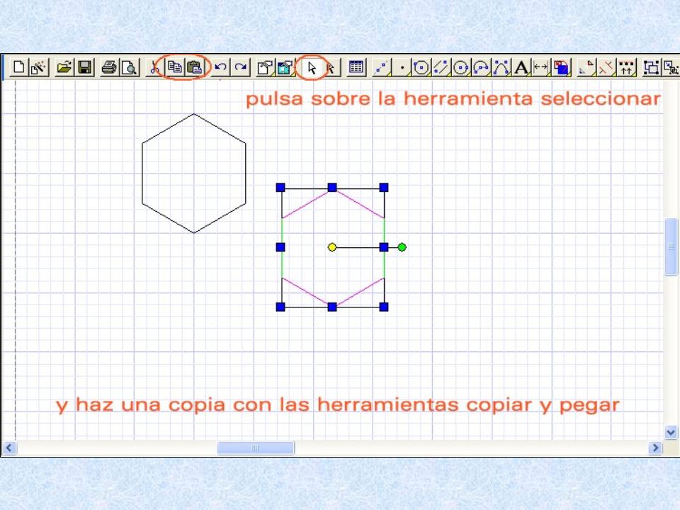 Para copiar una figura, selecciónala y pulsa los botones copiar y pegar