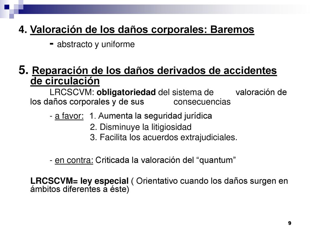 5. Reparación de los daños derivados de accidentes de circulación