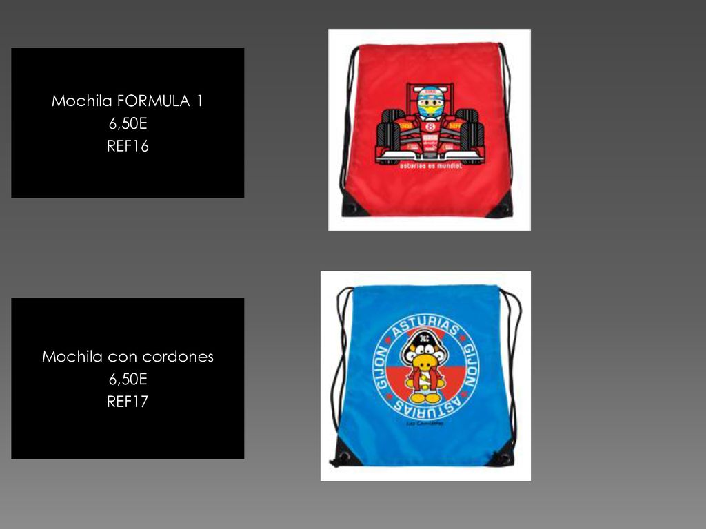 Mochila FORMULA 1 6,50E REF16 Mochila con cordones 6,50E REF17