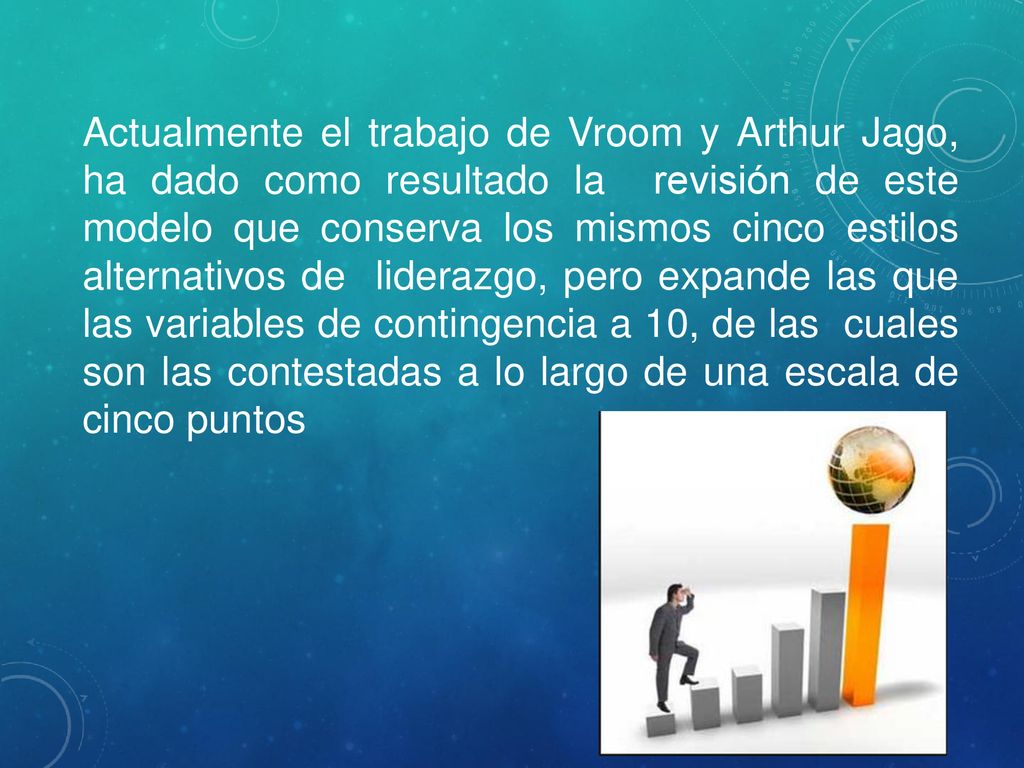 Actualmente el trabajo de Vroom y Arthur Jago, ha dado como resultado la revisión de este modelo que conserva los mismos cinco estilos alternativos de liderazgo, pero expande las que las variables de contingencia a 10, de las cuales son las contestadas a lo largo de una escala de cinco puntos