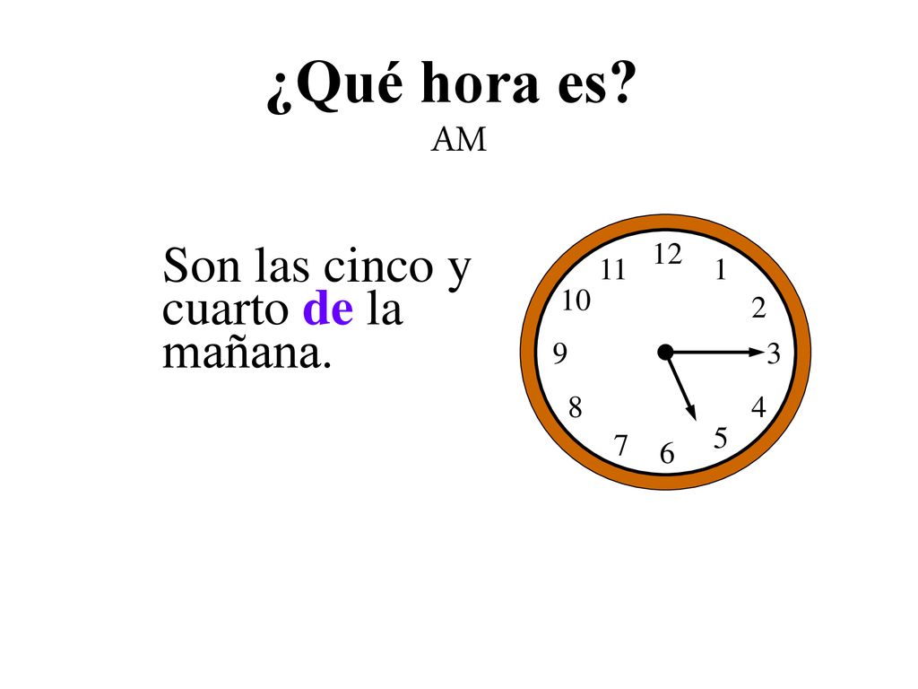 ¿Qué hora es AM Son las cinco y cuarto de la mañana