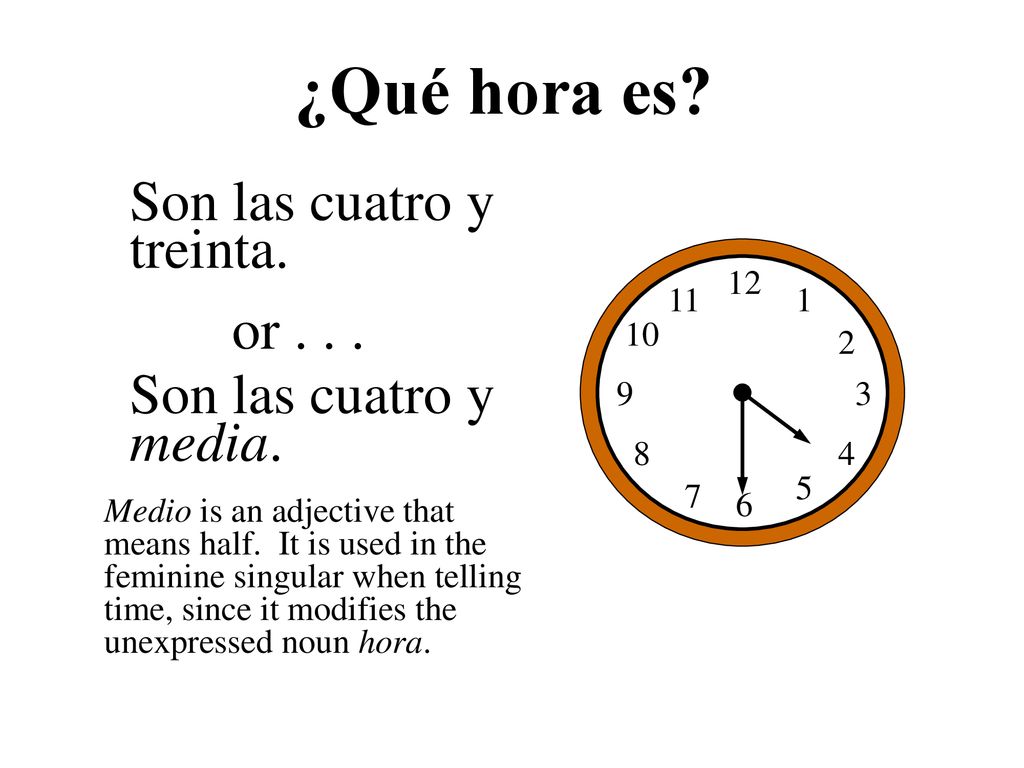 ¿Qué hora es Son las cuatro y treinta. or . . .