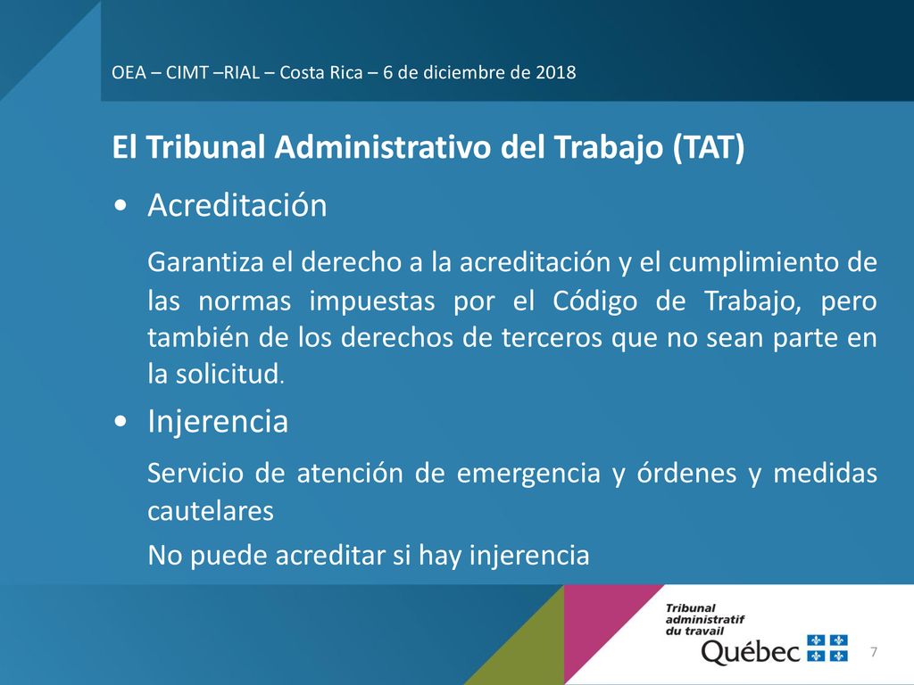 OEA – CIMT –RIAL – Costa Rica – 6 de diciembre de 2018