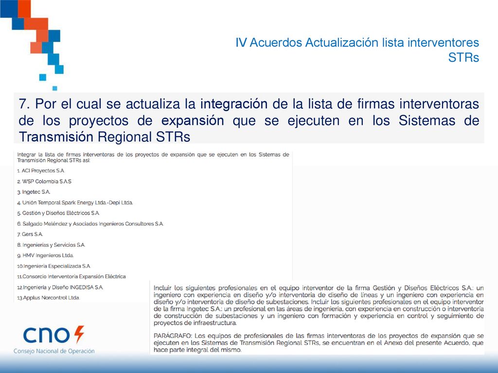 IV Acuerdos Actualización lista interventores STRs
