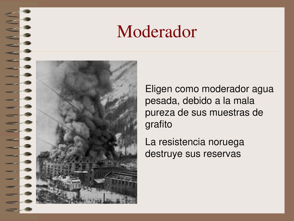 Moderador Eligen como moderador agua pesada, debido a la mala pureza de sus muestras de grafito.