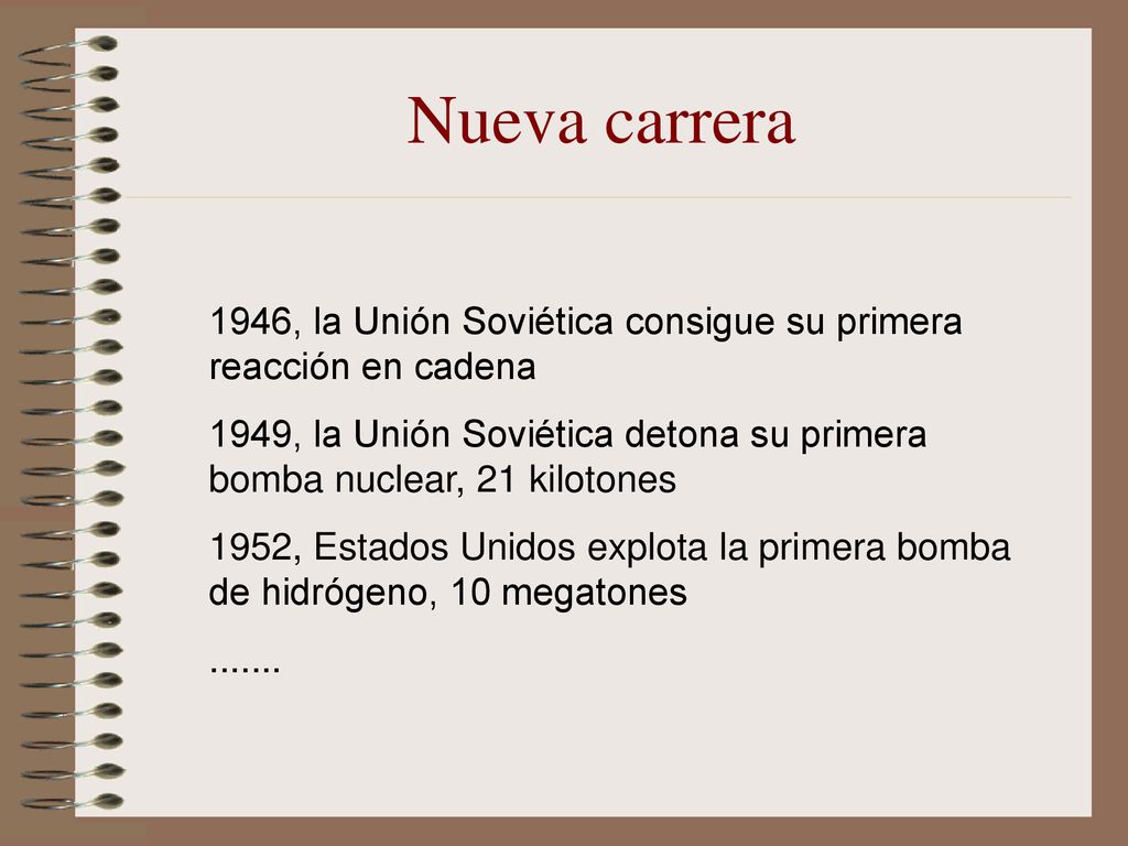Nueva carrera 1946, la Unión Soviética consigue su primera reacción en cadena.
