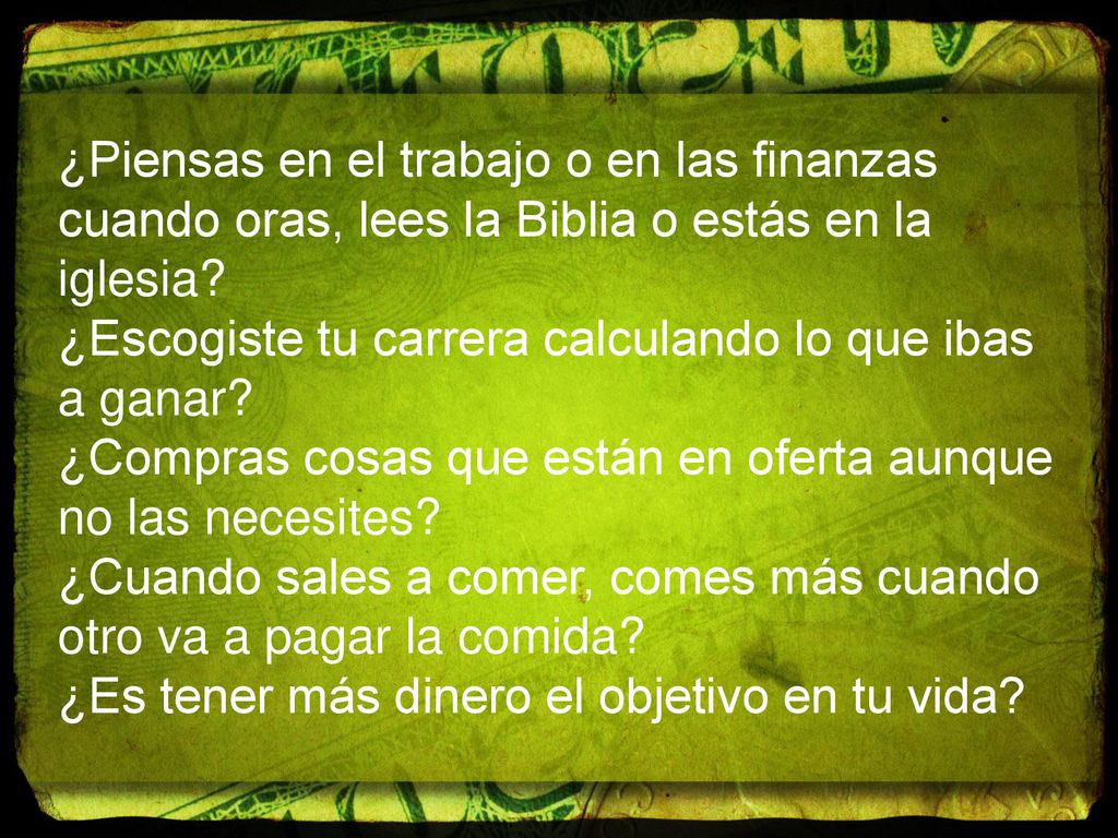 ¿Piensas en el trabajo o en las finanzas cuando oras, lees la Biblia o estás en la iglesia